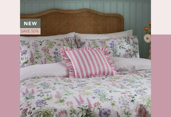Secret Garden Meadow Flower Print Bedding in Multi