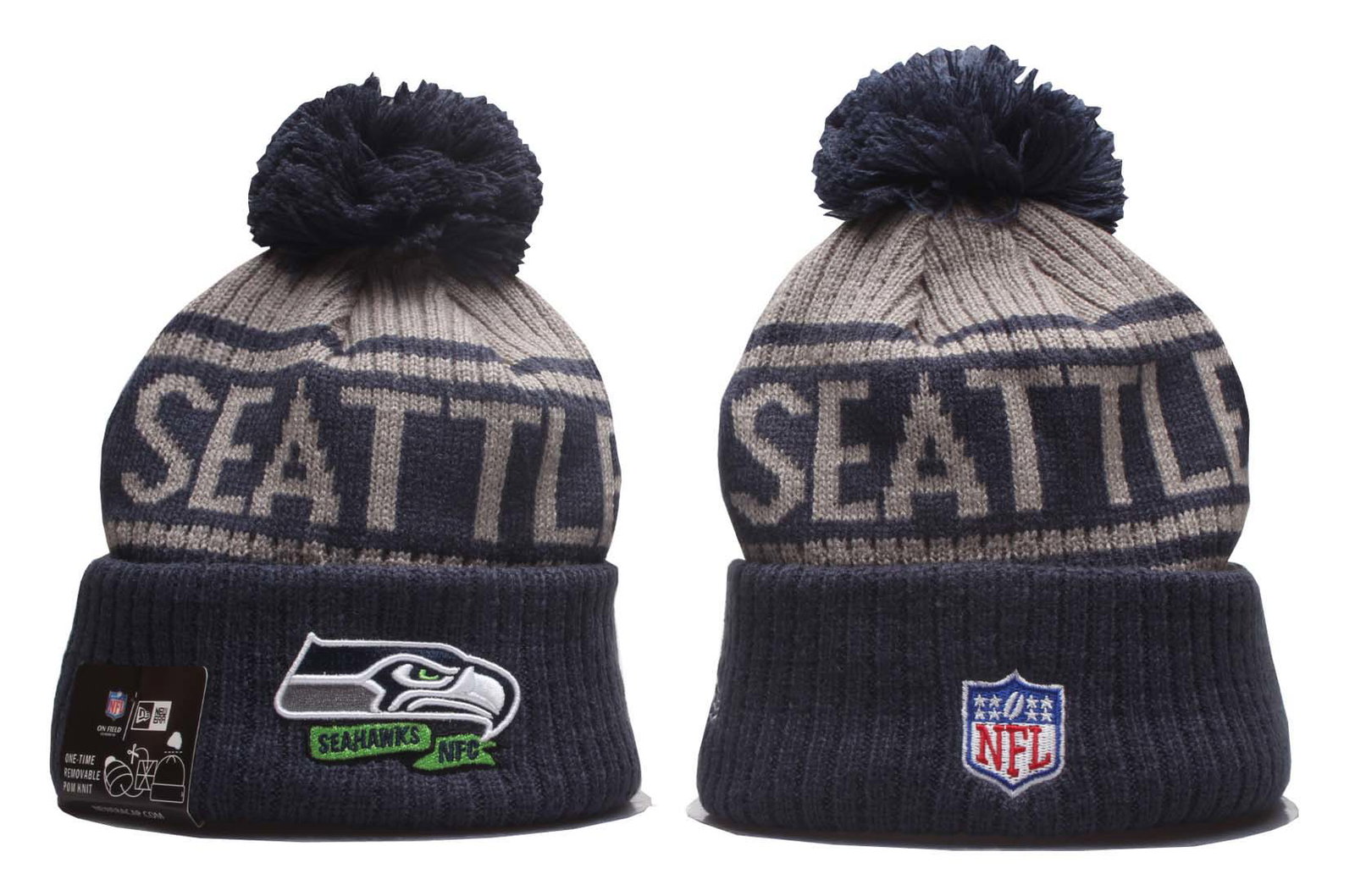 New Era Official NFL Sideline Sport Embroidered Cuffed Knit Hat with Pom