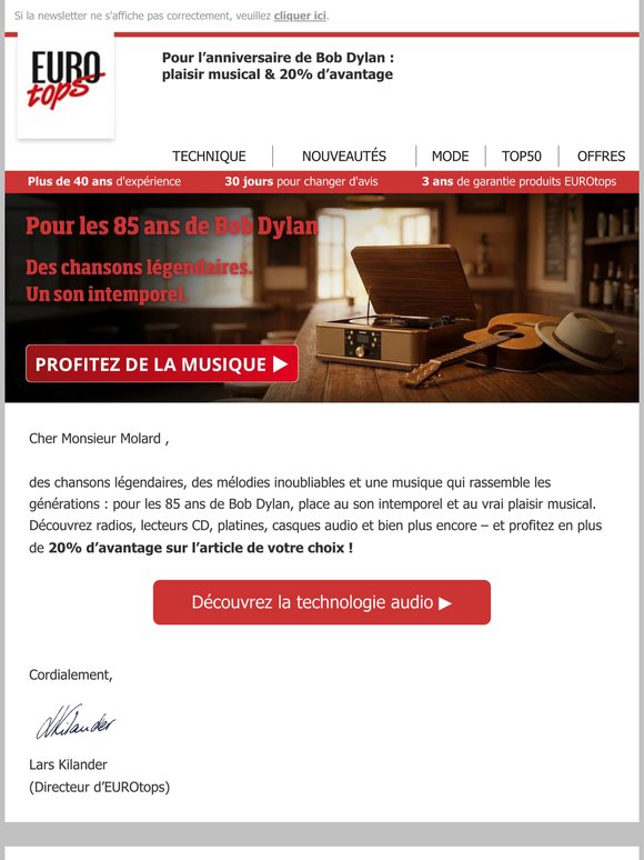 Profitez de 20% & redécouvrez la musique