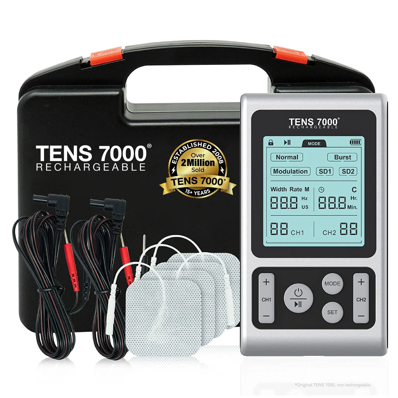 Image of TENS 7000 Elite Rechargeable TENS Unit Muscle Stimulator and Pain Relief Machine