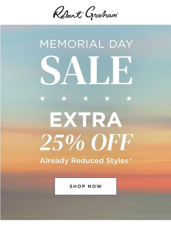 Save now.  EXTRA 25% off sale!