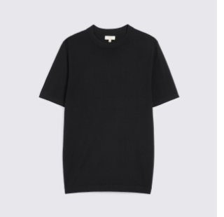 Black Linen-Blend Crew-Neck T-shirt