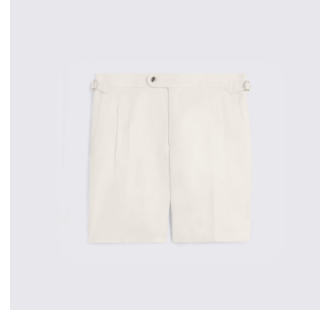 Off-White Linen-Blend Pleated Shorts