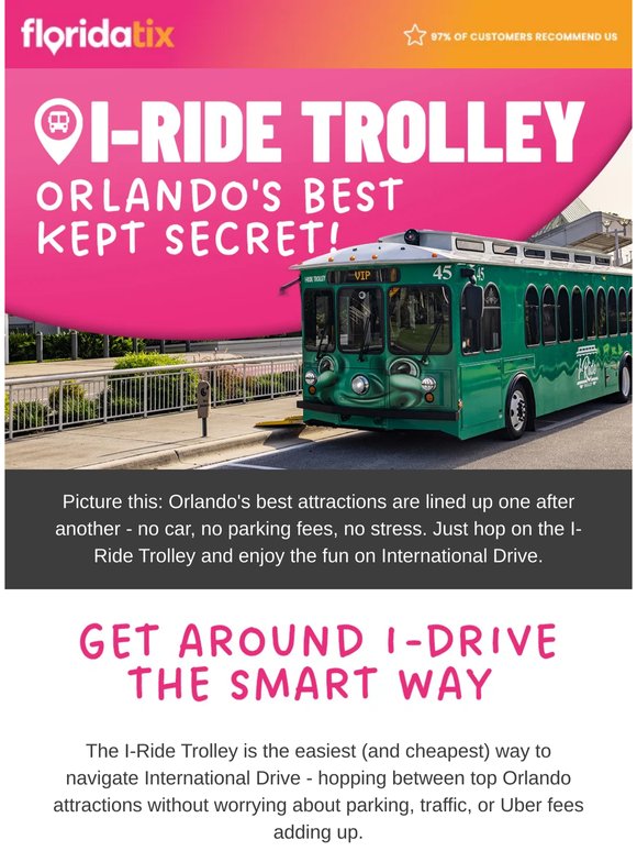 SAVE on Orlando travel costs with I-Ride Trolley!