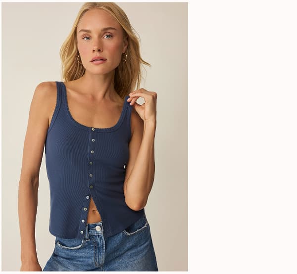 Shop Niko Scallop Rib Tank Top