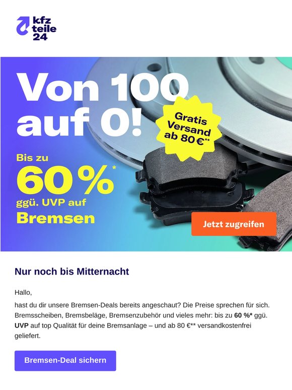 Bremsen-Deal endet heute 🛑