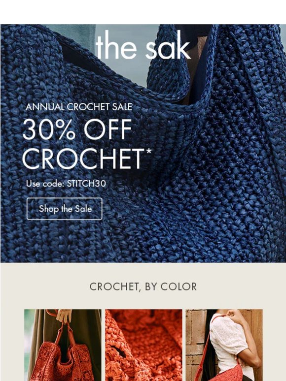 30% off crochet, by color