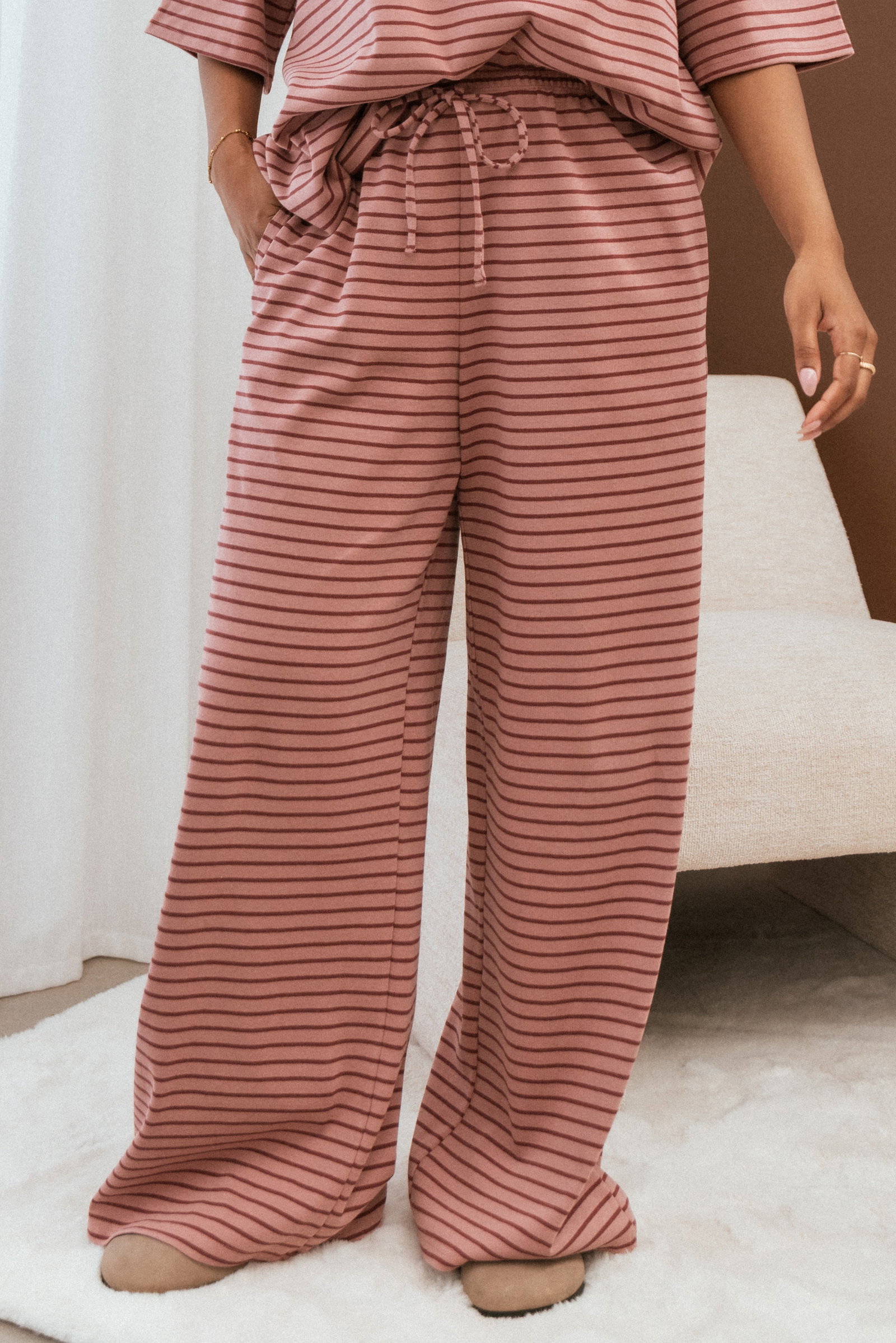 Image of Wilda Knit Pant - Pink Red Stripe