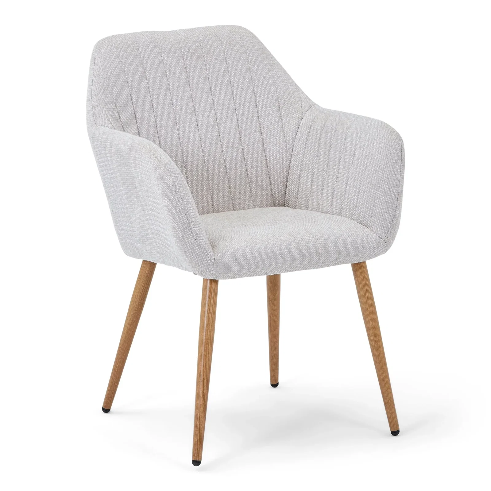 Image of Vanessa spisebordsstol med armlæn - beige tekstil og egelook