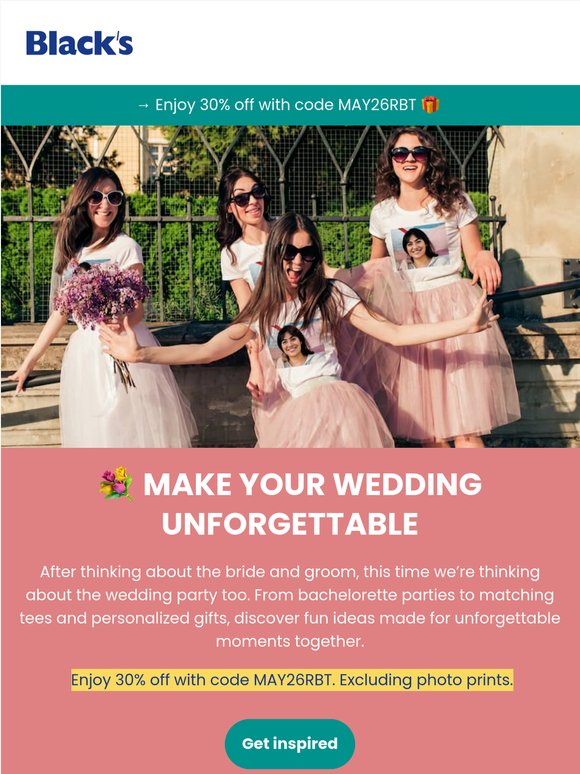 💐 Celebrate your wedding crew & enjoy 30% off