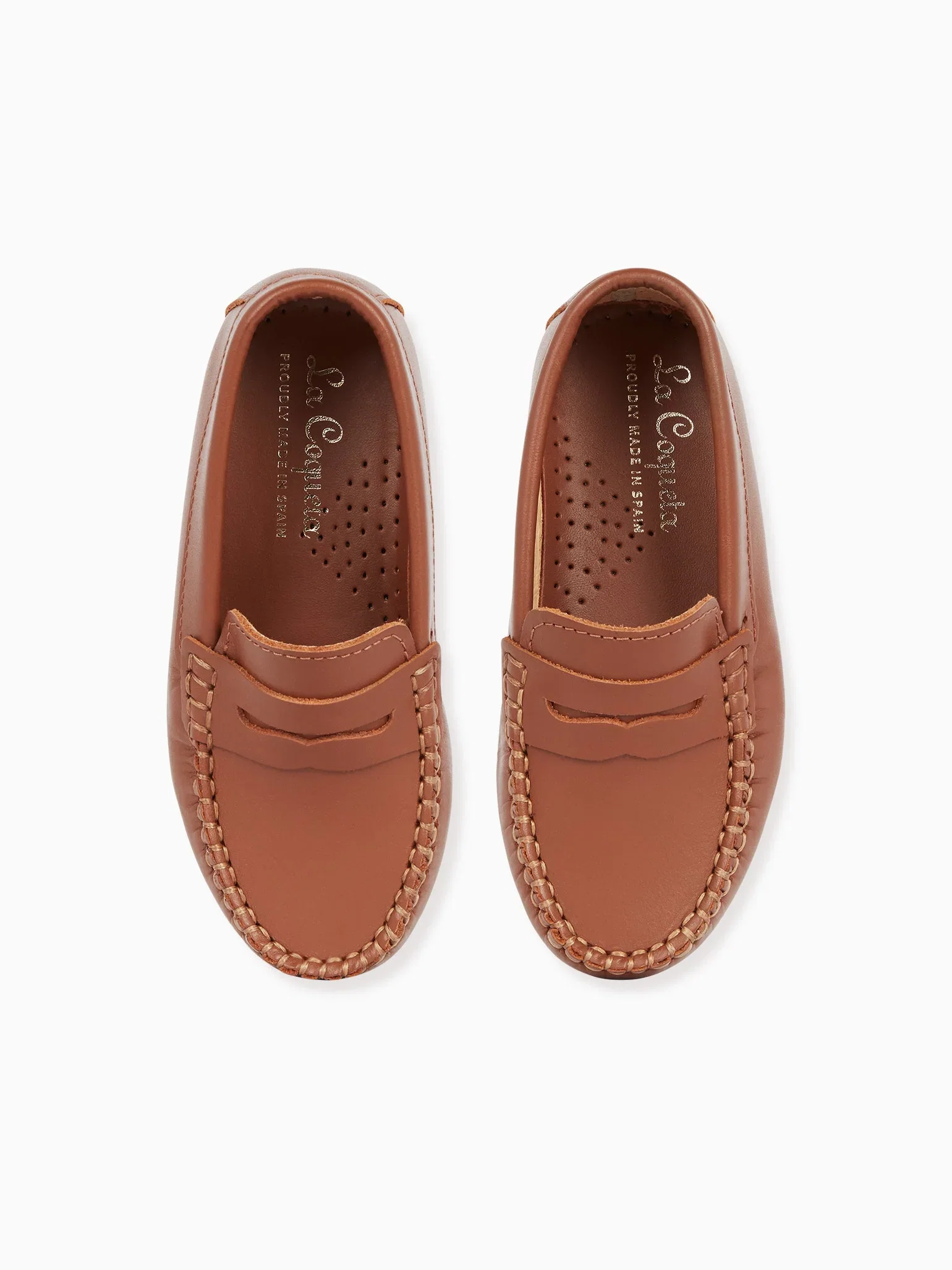 Image of Tan Leather Boy Loafer Shoes