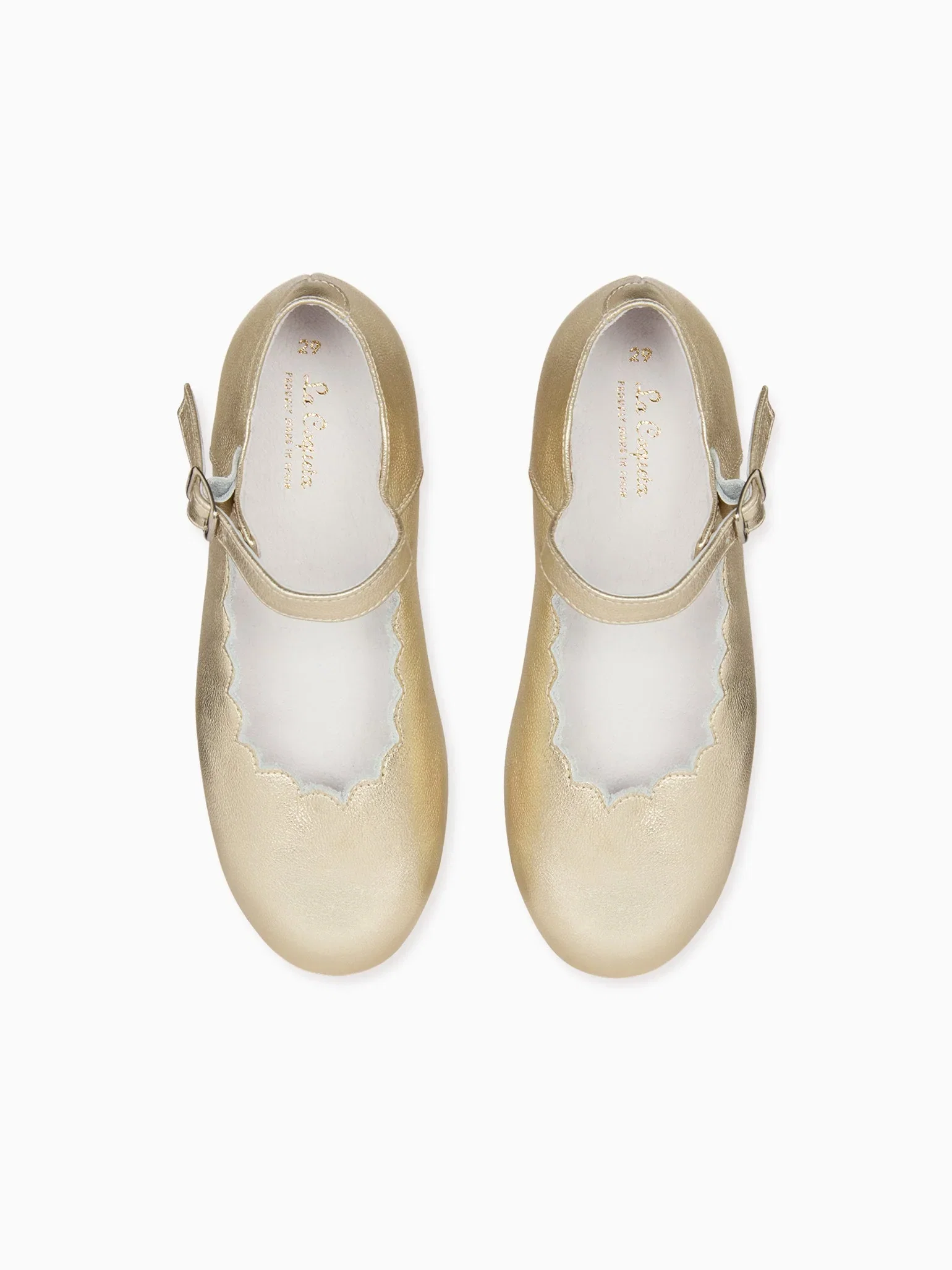 Image of Gold Leather Girl Scallop Mary Jane Shoes