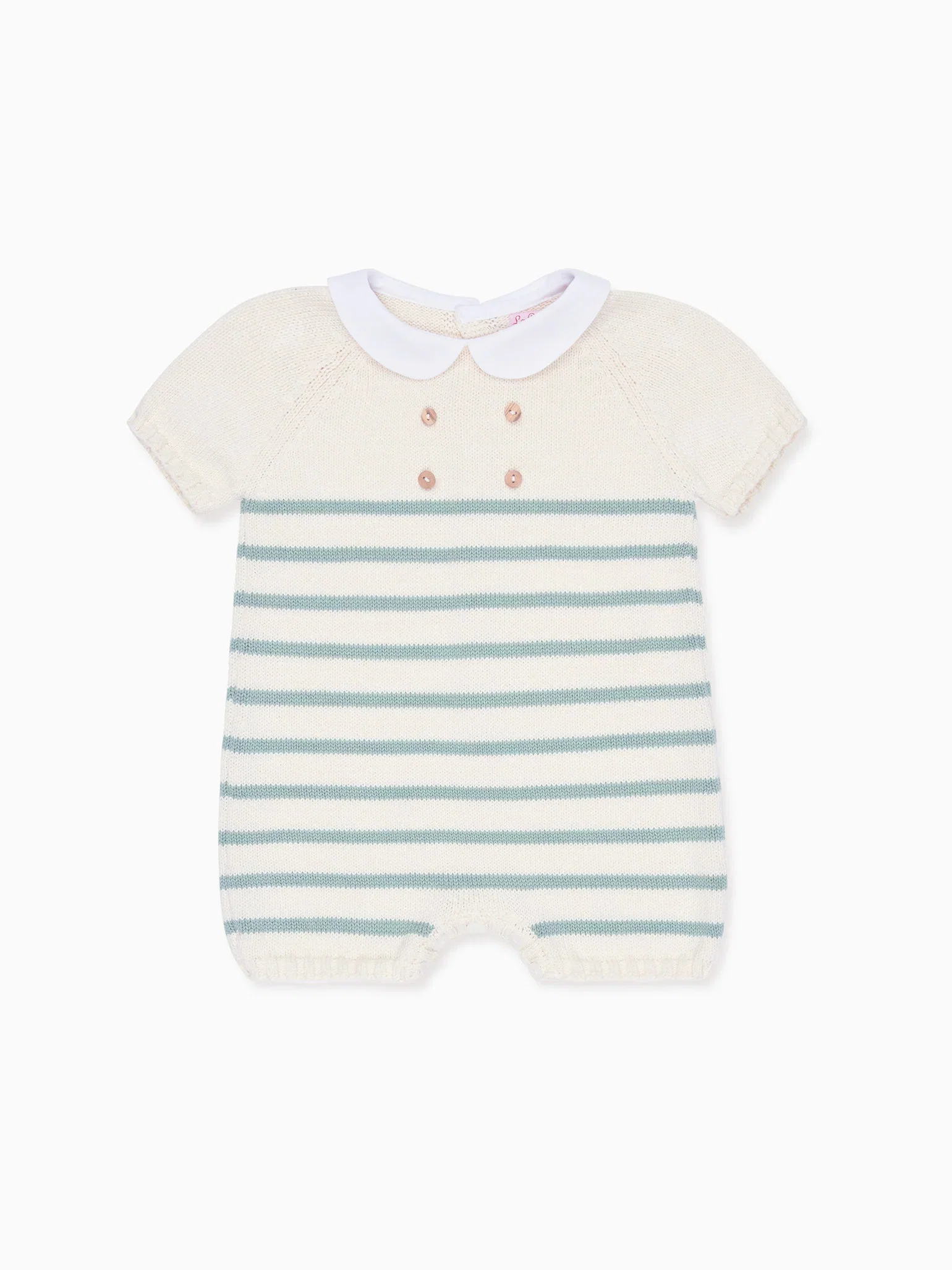 Image of Sage Stripe Clavel Cotton Baby Knitted Playsuit