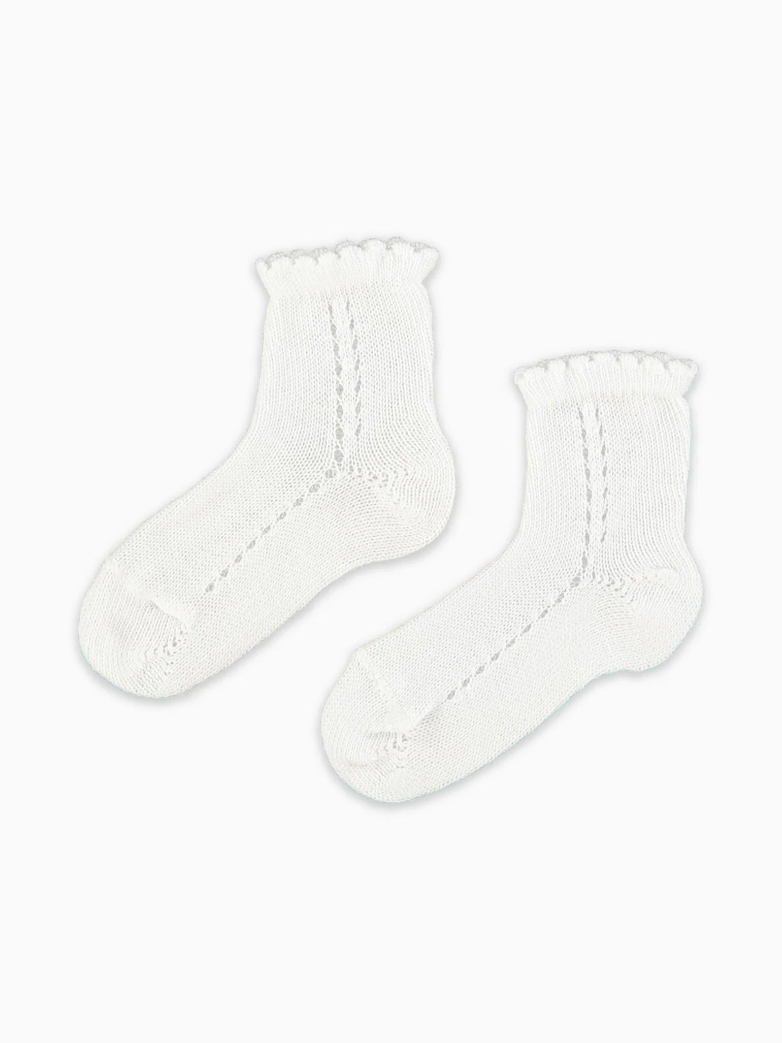 Image of White Openwork Short Girl Socks