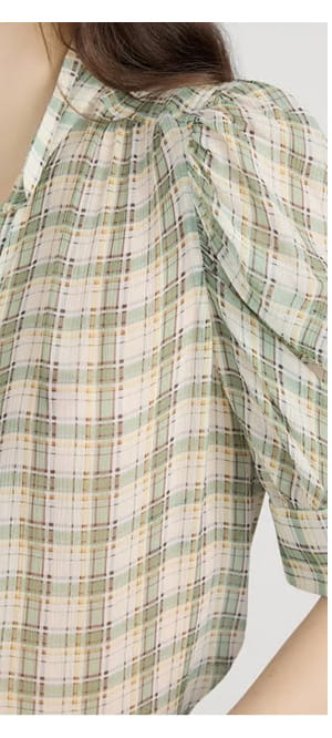 Gillian Top In Jade Green Plaid