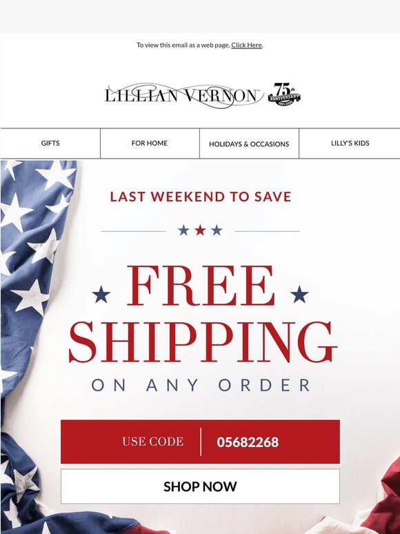 Don’t Miss Your FREE Shipping