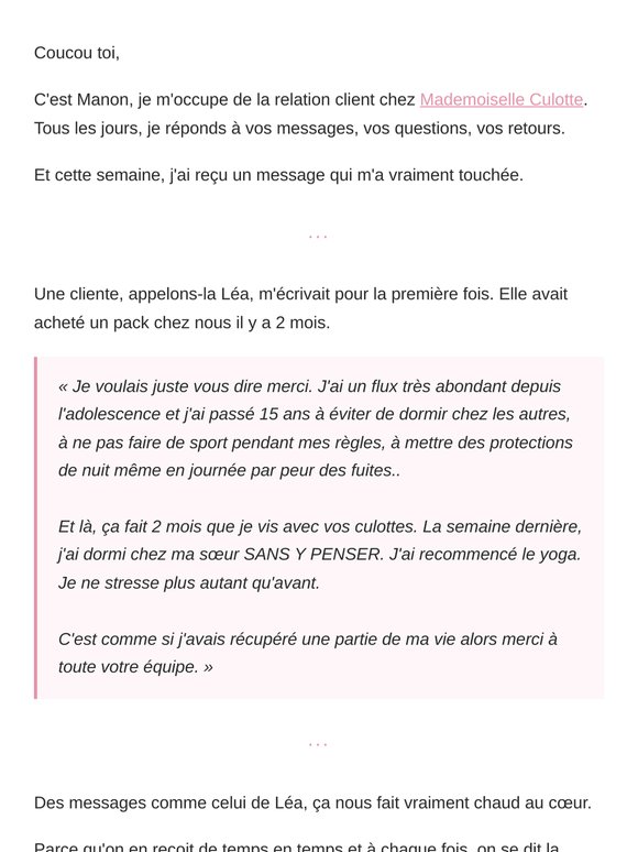 Le message qui m'a touchée cette semaine 🥲