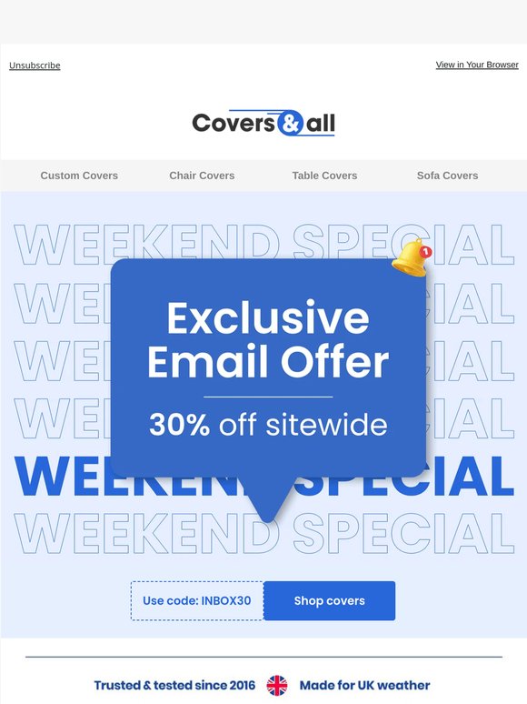 30% off weekend special ends soon