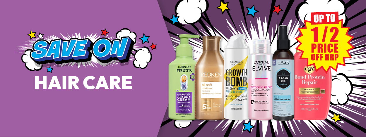 Up to ½ price off RRP hair care