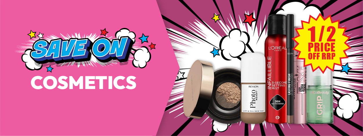 ½ price off RRP selected cosmetics