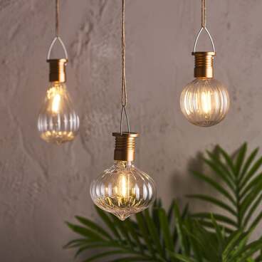Set of 3 Warm White Hanging Solar Lights