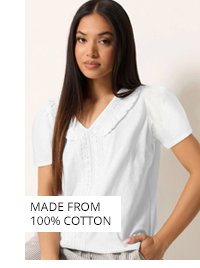 M&Co Petite White Embroidered Trim Cotton Blouse