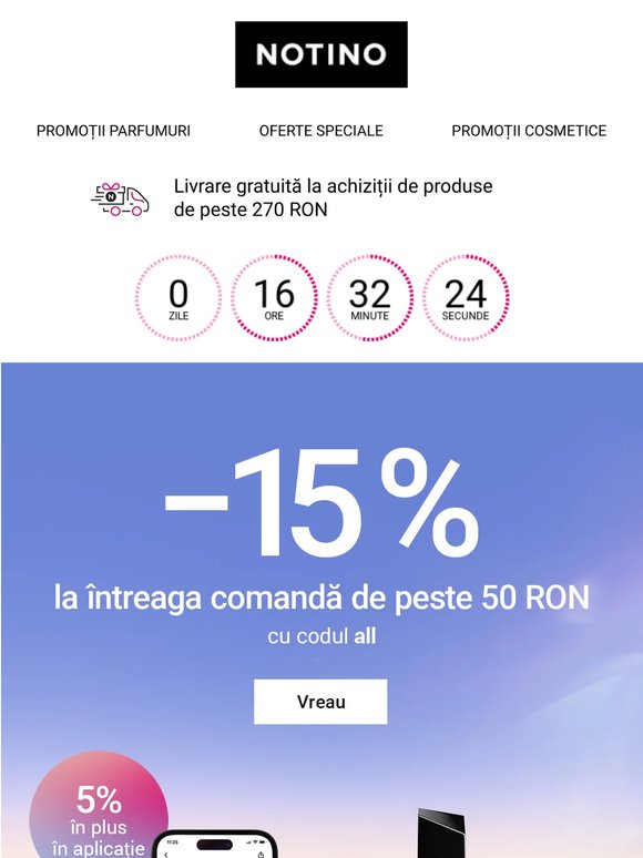 Reducerea de până la 20% la întreaga achiziție se încheie astăzi!