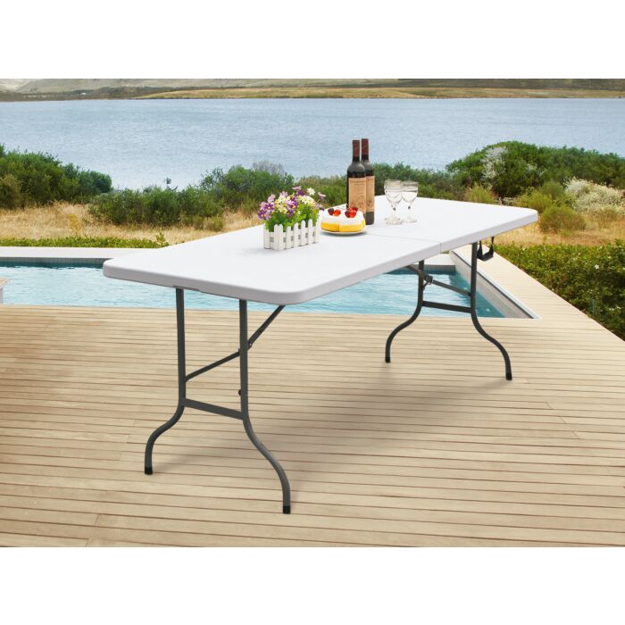 Kunststoff-Klapptisch mit Kofferfunktion, für 6-8 Personen , weiss