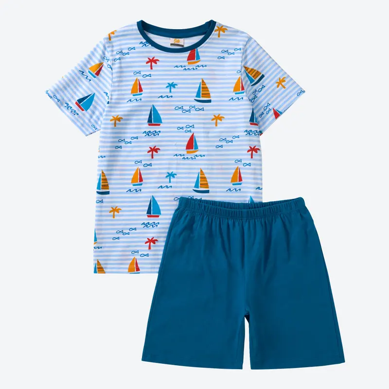 Kinder-Jungen-Shorty in maritimem Design, 2-teilig