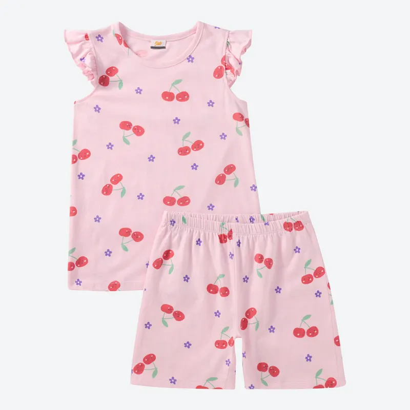 Kinder-Mädchen-Shorty mit Kirsch-Motiv, 2-teilig