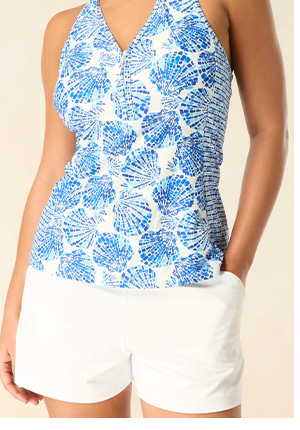 Shop Beach House Erinna Racerback Tankini Top in Shoreline Shells