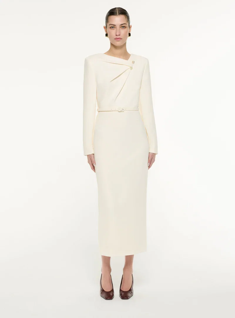 TRI-FOLD DRAPE MIDI DRESS