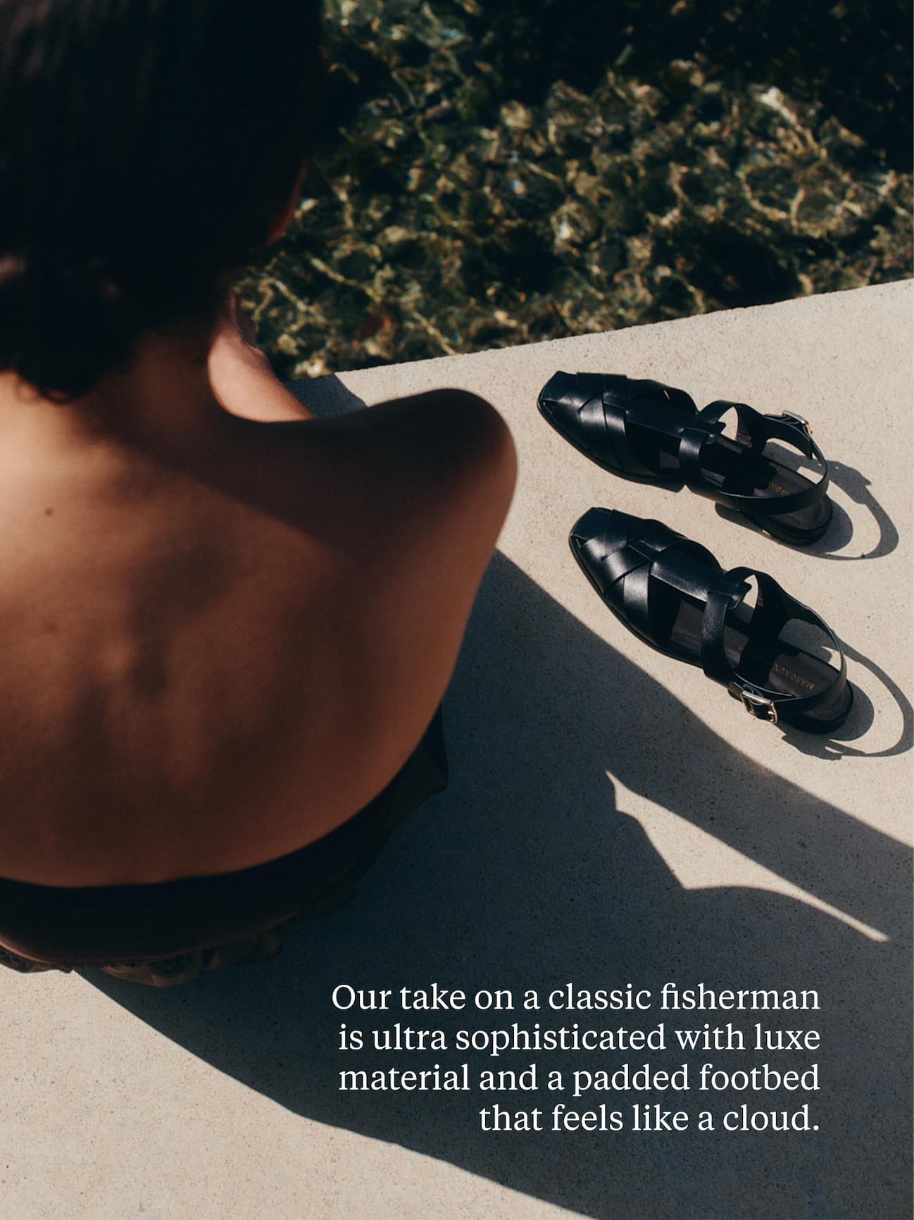 Our take on a classic fisherman is ultra sophisticated with luxe material and a padded footbed that feels like a cloud. 