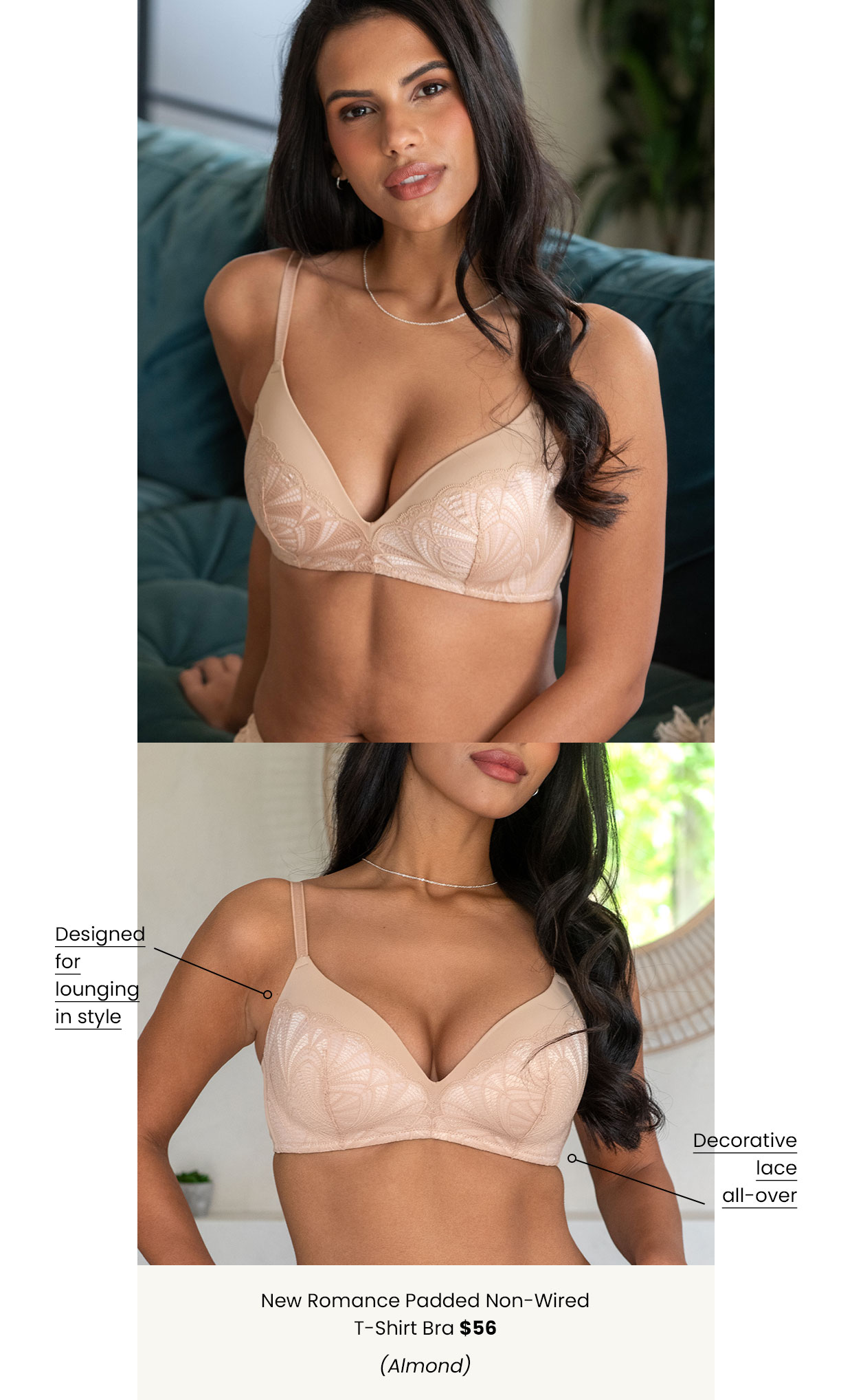New Romance Padded Non-Wired T-Shirt Bra - Almond