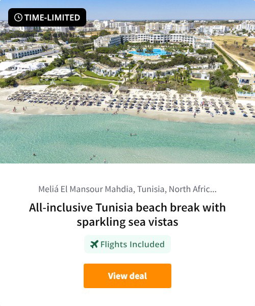 All-inclusive Tunisia beach break with sparkling sea vistas