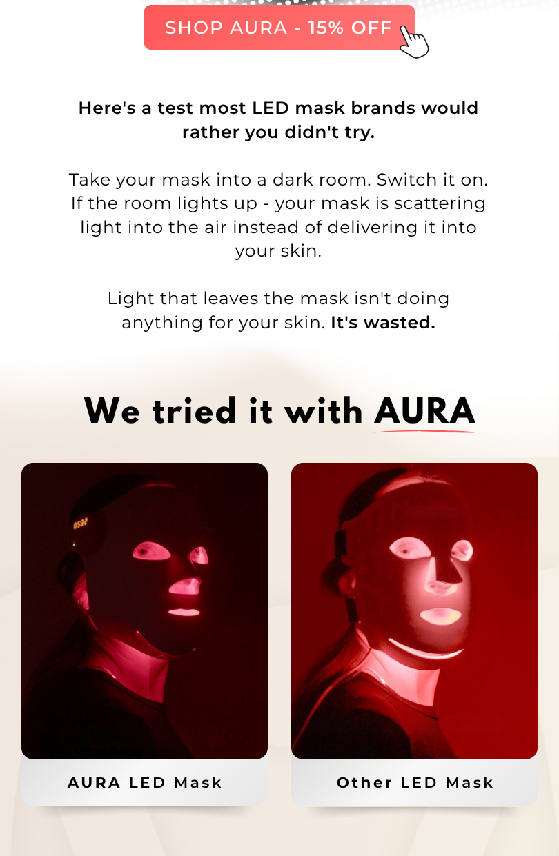 The Dark Room Test. Secure your AURA and save 15% with code AURA.