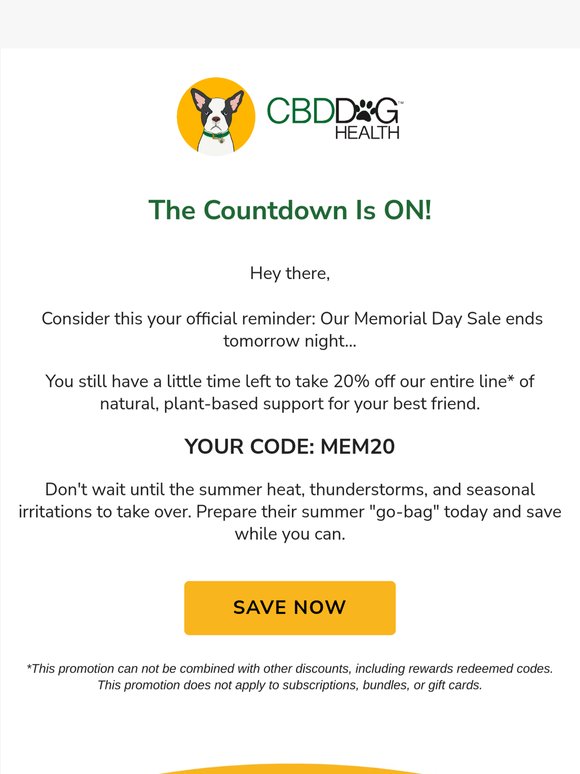 Memorial Day Sale: Final hours are here!