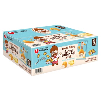 Nongshim Ppang BuJang Salted Butter Roll Snack, 1.94 oz, 12-Count