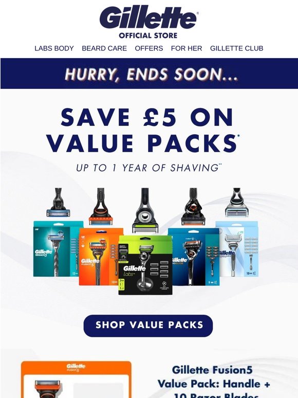 Last Chance to Save £5 on Value Packs