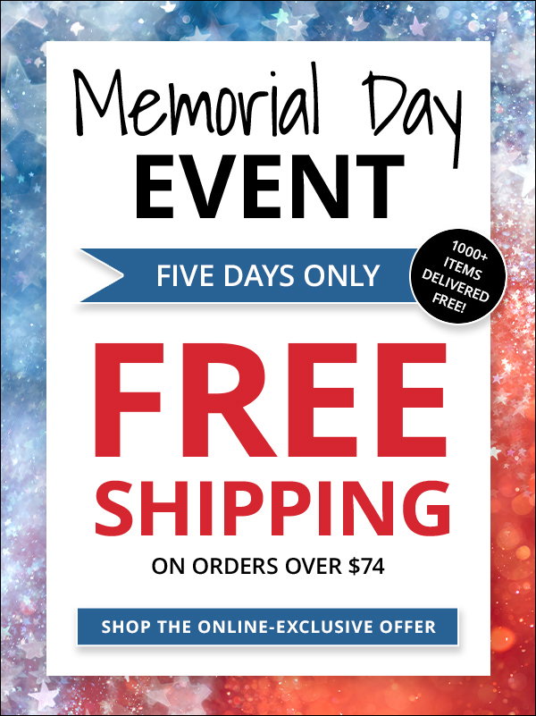 An image promoting free shipping at Potpourri Gift for the Memorial Day sale!