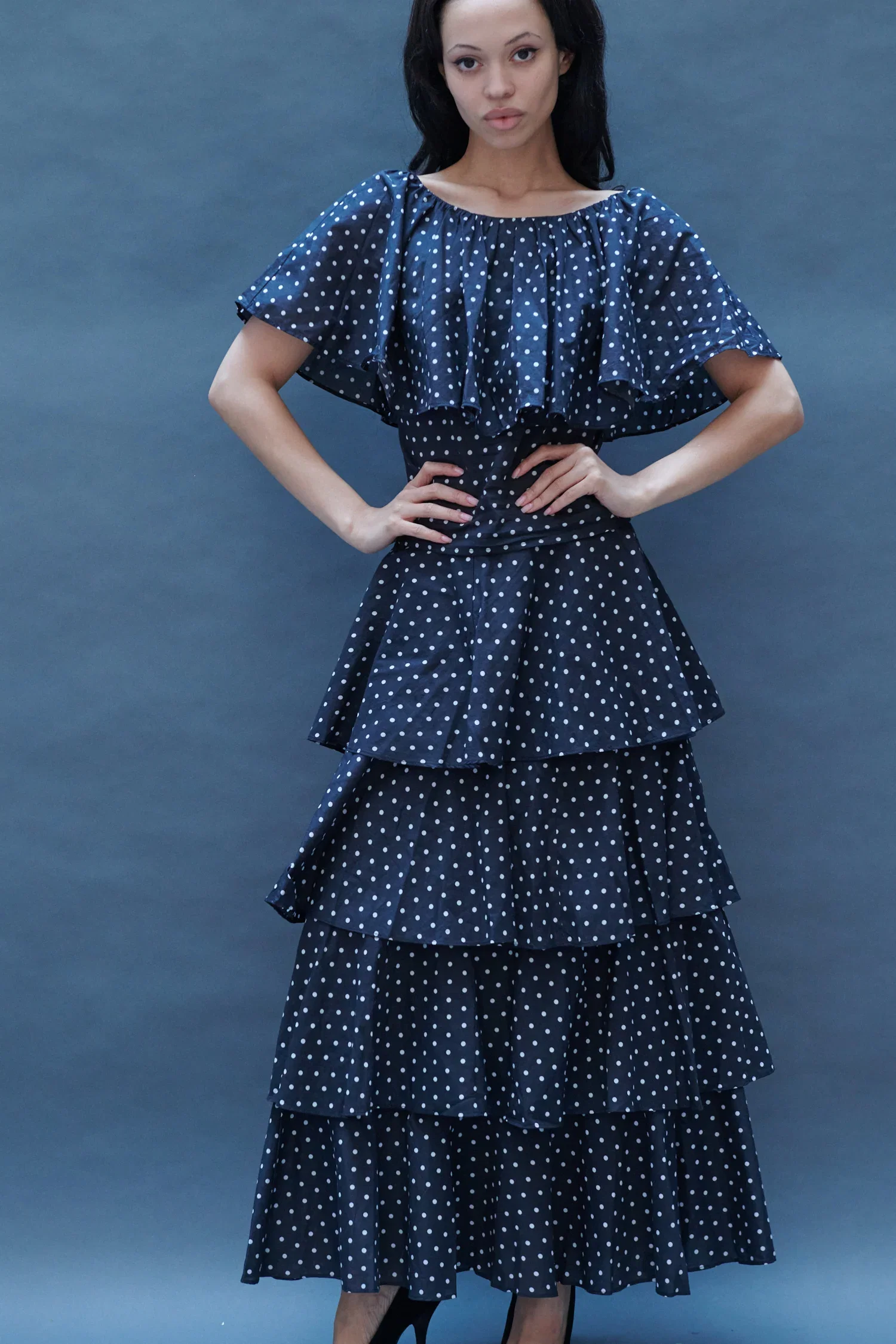 Image of Bell Skirt in Black Dots