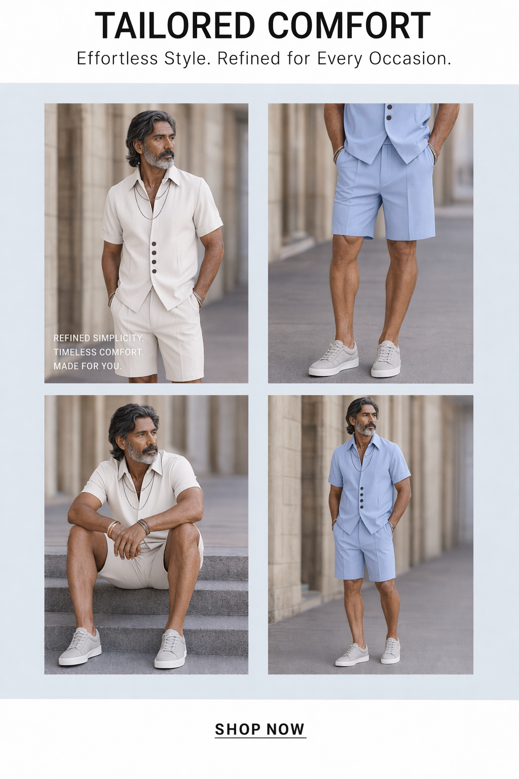 refined-button-placket-short-sleeve-shirt-shorts-set