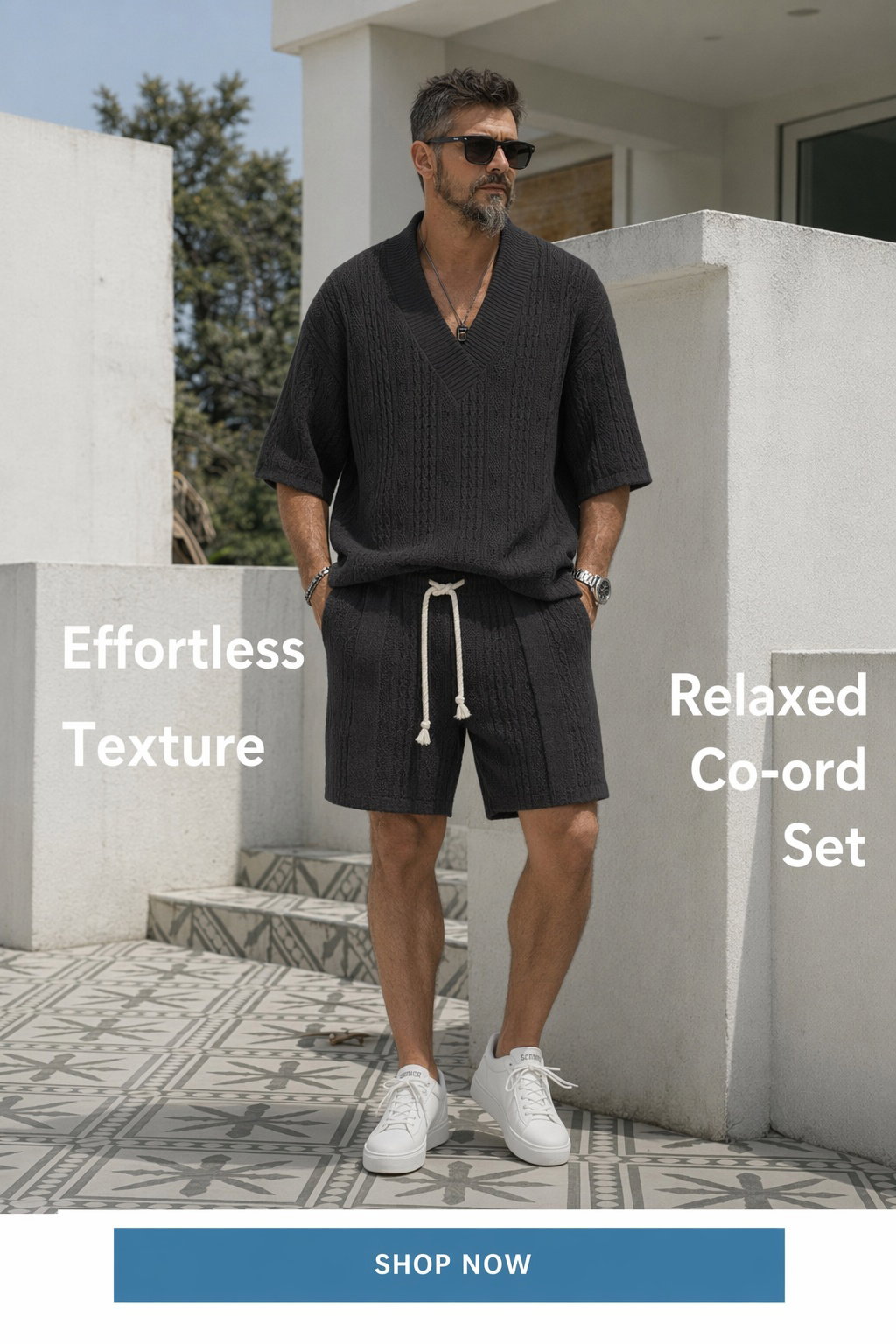 refined-button-placket-short-sleeve-shirt-shorts-set