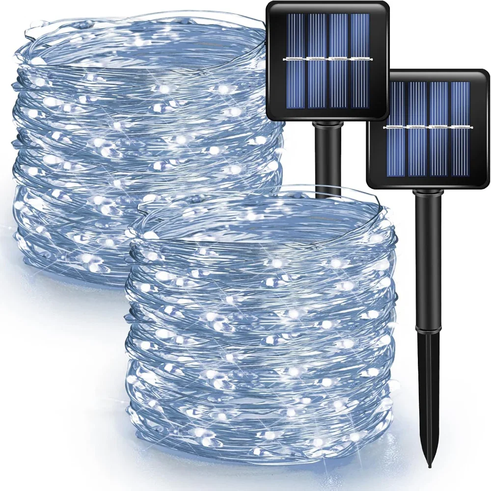 2-Pack Solar String Lights – 80FT 240 LED Fairy Lights, Waterproof Copper Wire Outdoor