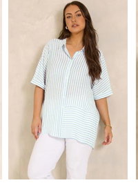 EVANS Curve White & Blue Stripe Shirt