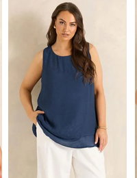 EVANS Curve Navy Blue Double Layer Vest Top