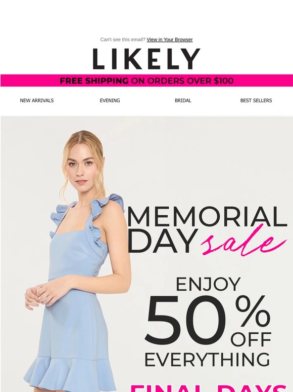 Memorial Day Sale: Final Days!