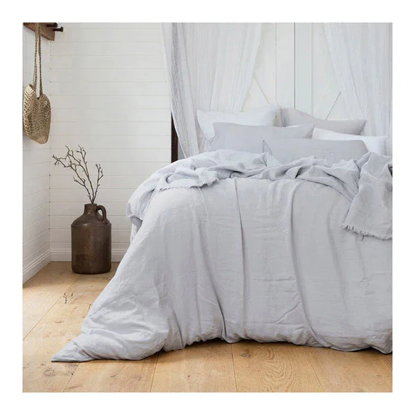 Bambury Linen Quilt Cover Set Silver Super King