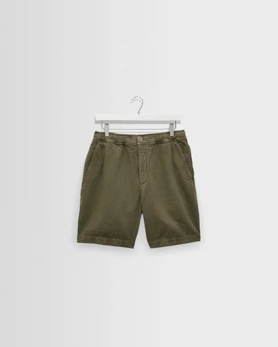 Kurt - Khaki Crinkle Cotton-Linen Shorts
