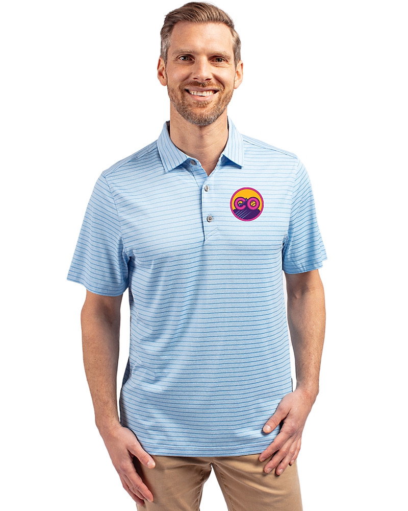 Image of Colorado Rockies City Connect- Cutter & Buck Forge Recycled Heather Stripe Four-Way Stretch Mens Polo